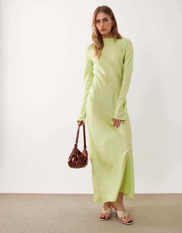 long sleeve light green dress ASOS Design - Maxi - Women - Polyester - 6 US sage green prom dress