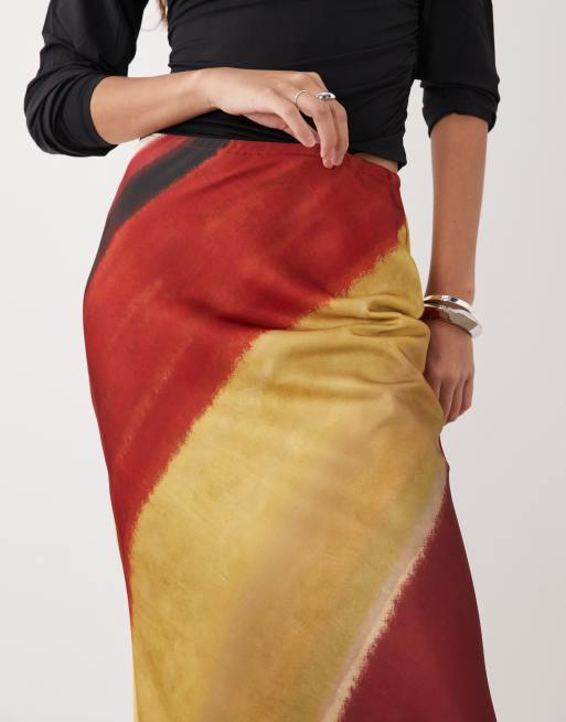 ASOS DESIGN satin slip maxi skirt in stripe co-ord, 5 of 5