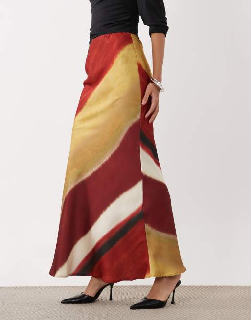 ASOS DESIGN satin slip maxi skirt in stripe set, 2 of 5