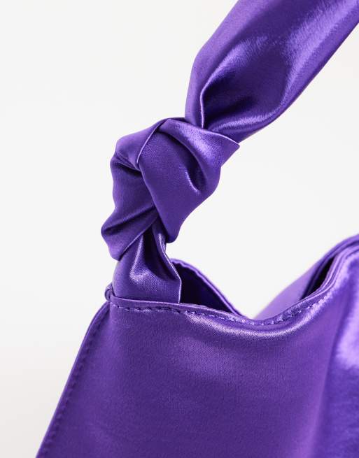 ASOS DESIGN satin small shoulder bag in purple, 3 of 4