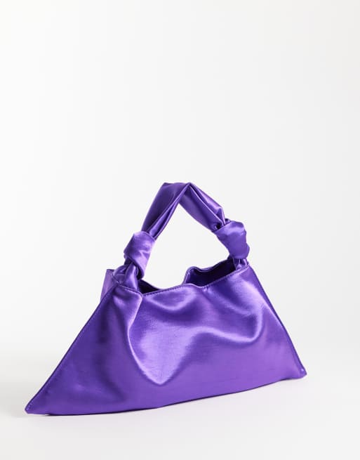 ASOS DESIGN satin small shoulder bag in purple, 4 of 4