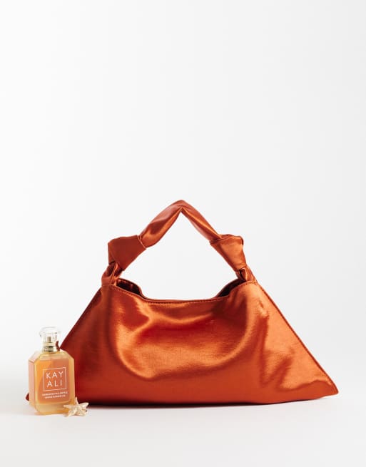 ASOS DESIGN satin small shoulder bag in rust, 2 of 4