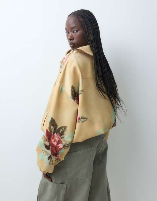 ASOS DESIGN satin-stof bomberjakke med ståkrave og blomsterprint, 2 af 8