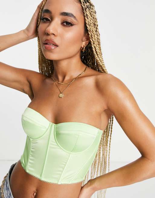 ASOS DESIGN Kelly mesh contrast green strapless corset in green - ShopStyle  Shapewear