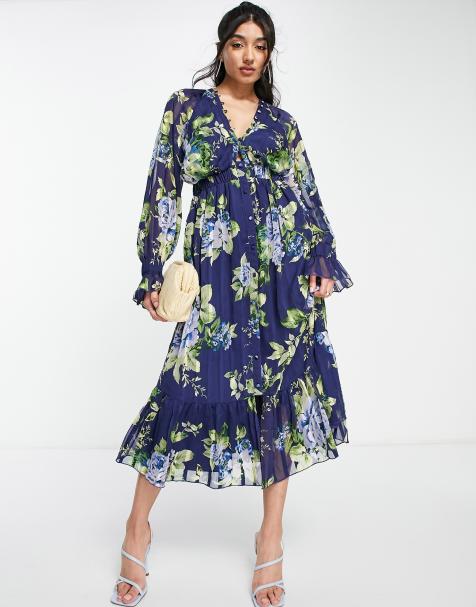 Flounce London Maternity Kimono Sleeve Midi Dress In Sage Satin