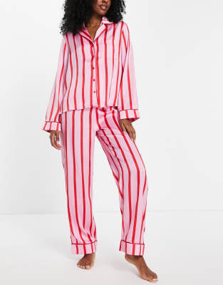 pink and white striped pajama shorts