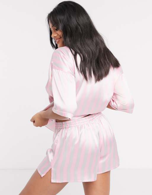 Pink satin discount short pyjama set