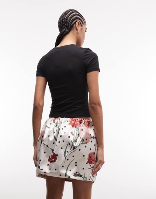 ASOS DESIGN satin structured mini skirt in floral, 4 of 5