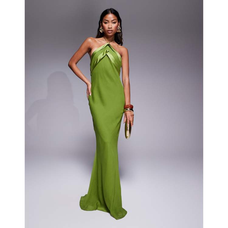 halter dress gown Long dress with nude crystal mesh and halter neckline – Walone LLC