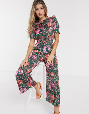 satin floral jumpsuit