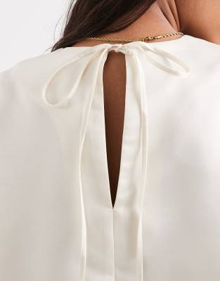 Asos Design Satin Tee In Neutral