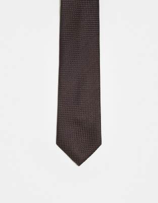 ASOS DESIGN ASOS DESIGN satin textured tie in dark brown