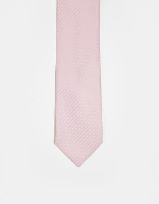 ASOS DESIGN satin textured tie in pink