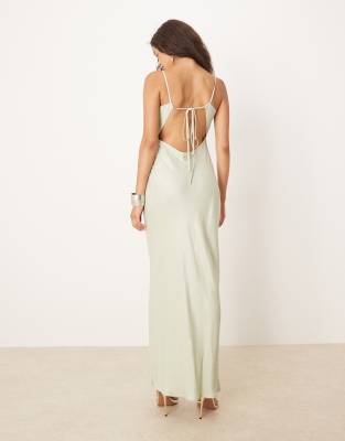 Asos Design Satin Tie Back Maxi Dress