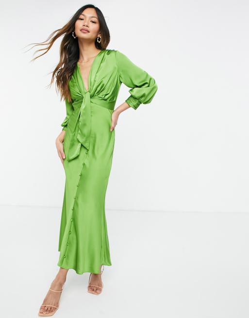 Green satin dress store asos