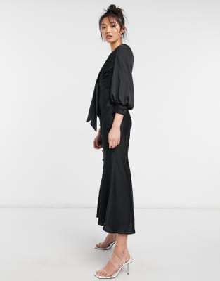 asos satin tie midi dress