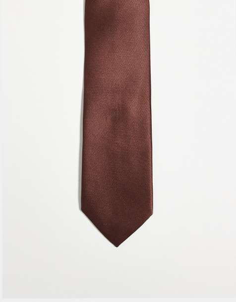 ASOS DESIGN satin tie in brown - view 1