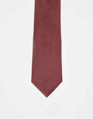 satin tie in burnt red-Brown