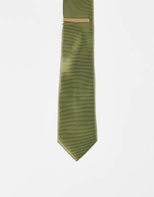 Asos Design Satin Tie In Green