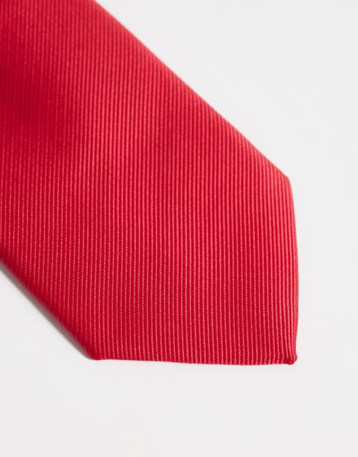 ASOS DESIGN satin tie in red, 2 of 3