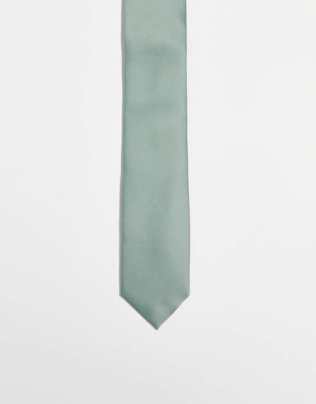 ASOS DESIGN satin tie in sage green