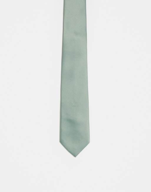  ASOS DESIGN satin tie in sage green