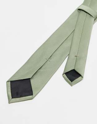 Asos Design Satin Tie In Green