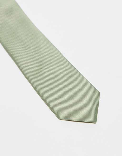 ASOS DESIGN satin tie in sage green, 3 of 3