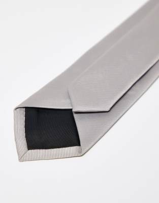 Asos Design Satin Tie In Gray