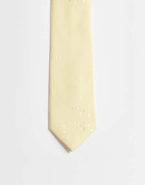 ASOS DESIGN satin tie in yellow - view 1