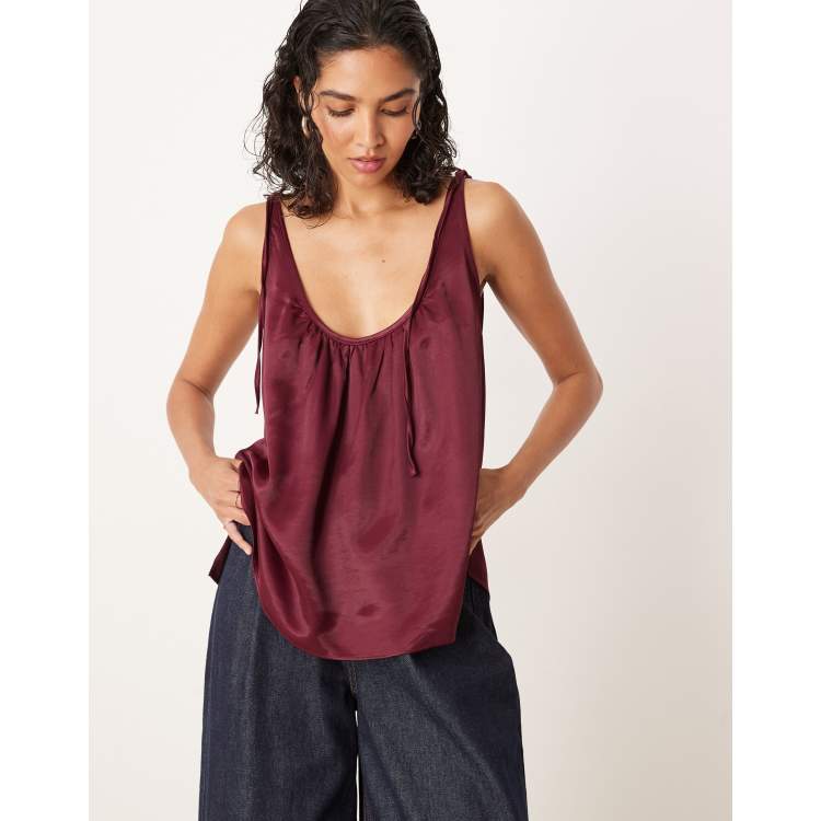 トップス louren satin tie camisole Satin Lace Camisole | SAINT LAURENT | elysewalker