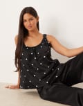 [ASOS DESIGN] ASOS DESIGN satin tie shoulder cami top in polka dot-Multi M Polka Dot