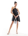 [ASOS DESIGN] ASOS DESIGN satin tie side mini skirt in black (part of a set) 14 black