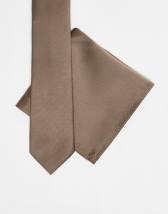 ASOS DESIGN paisley print tie in dark brown