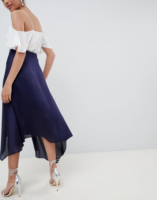 Asos midi skirt hotsell in satin with splices