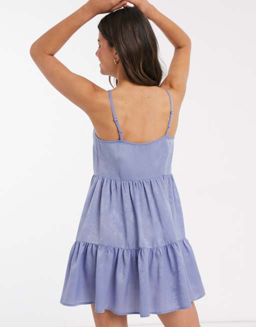 Tiered Trapeze Dress in Chambray