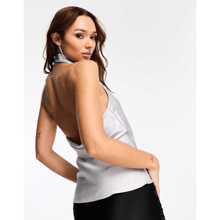 Silver best sale satin top