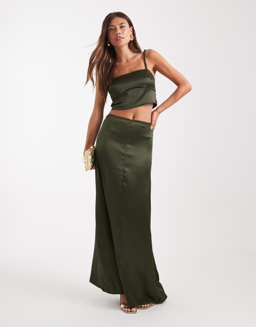 ASOS DESIGN satin top with tie back detail in green - part of a set, 3 of 4