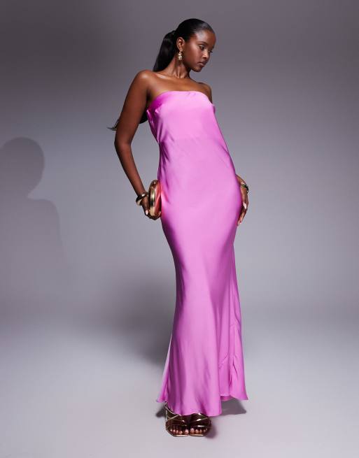 asos satin bandeau dress ASOS DESIGN satin bandeau wedding dress with scarf in ivory