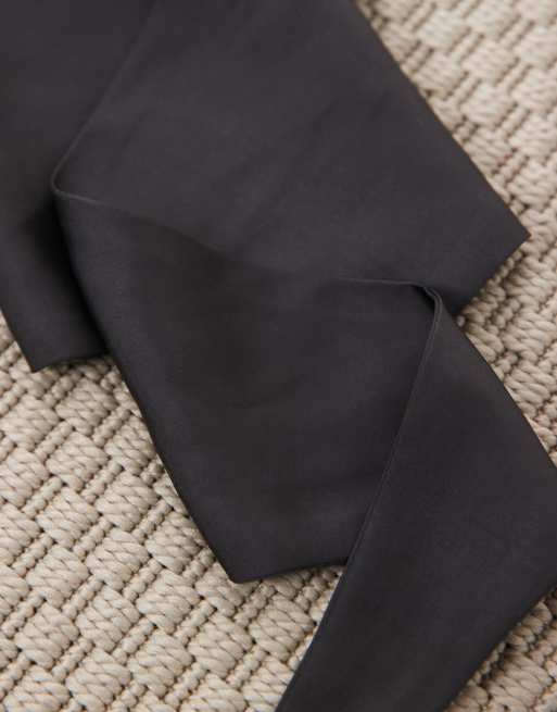 ASOS DESIGN satin triangle neck scarf in black, 3 of 3