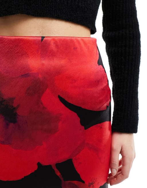 ASOS DESIGN satin twill maxi skirt in floral print, 3 of 5