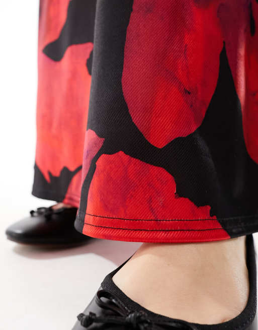ASOS DESIGN satin twill maxi skirt in floral print, 5 of 5
