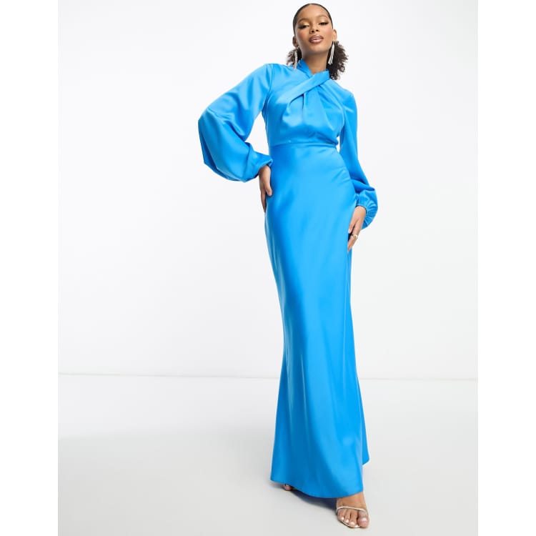美品✨HYKE TWIST SATIN BALLOON SLEEVE DRESS Satin Balloon Sleeve Wrap Dress – ACC MODE