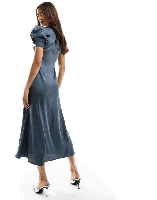 Blue grey midi dress sale