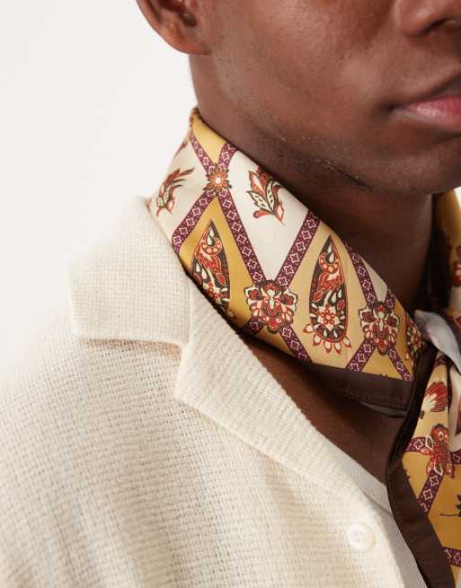 ASOS DESIGN satin vintage inspired patterned neck tie in multi