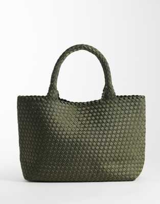 Asos Design Satin Weave Jumbo Tote Bag In Green