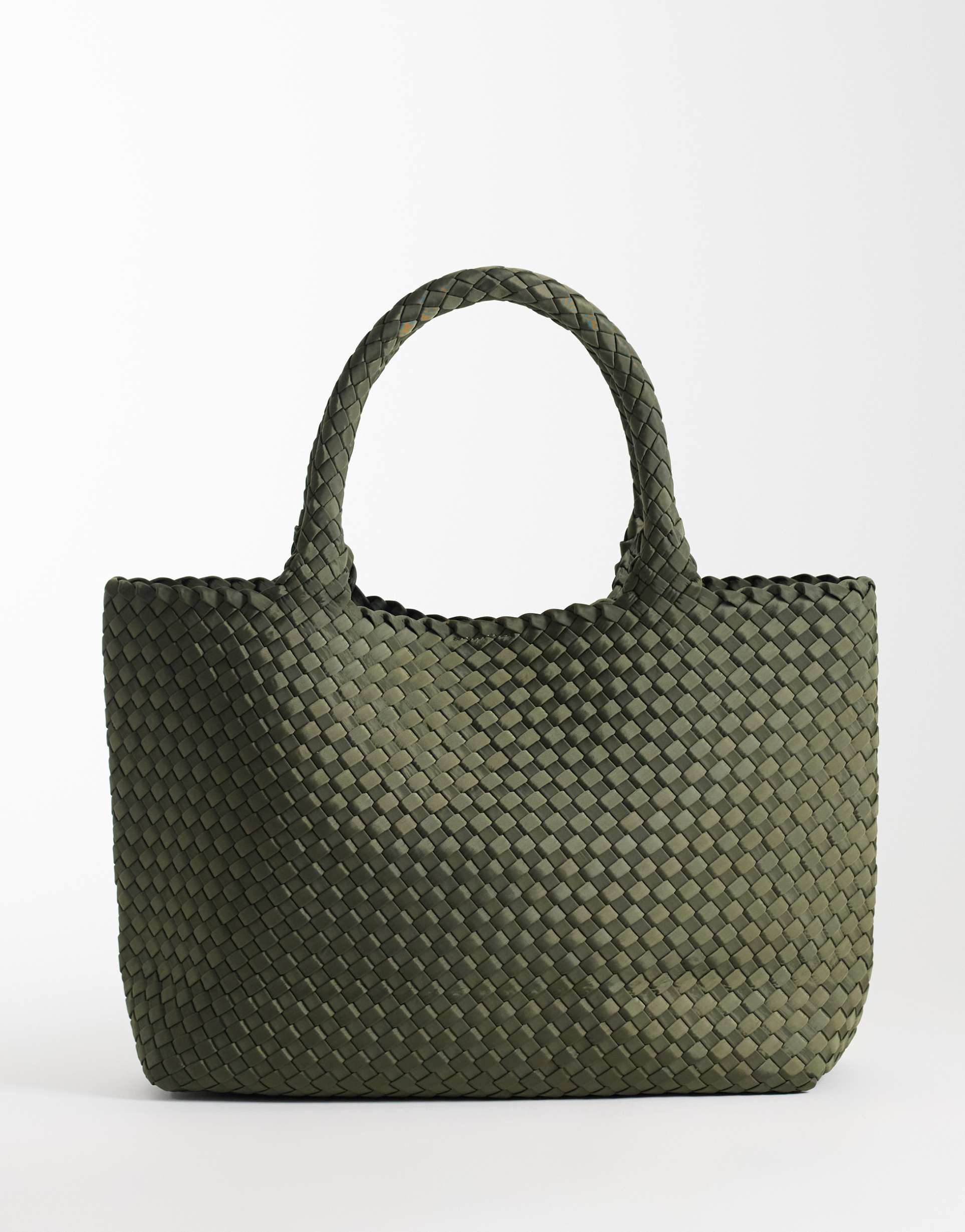 asos design satin weave jumbo tote bag in khaki