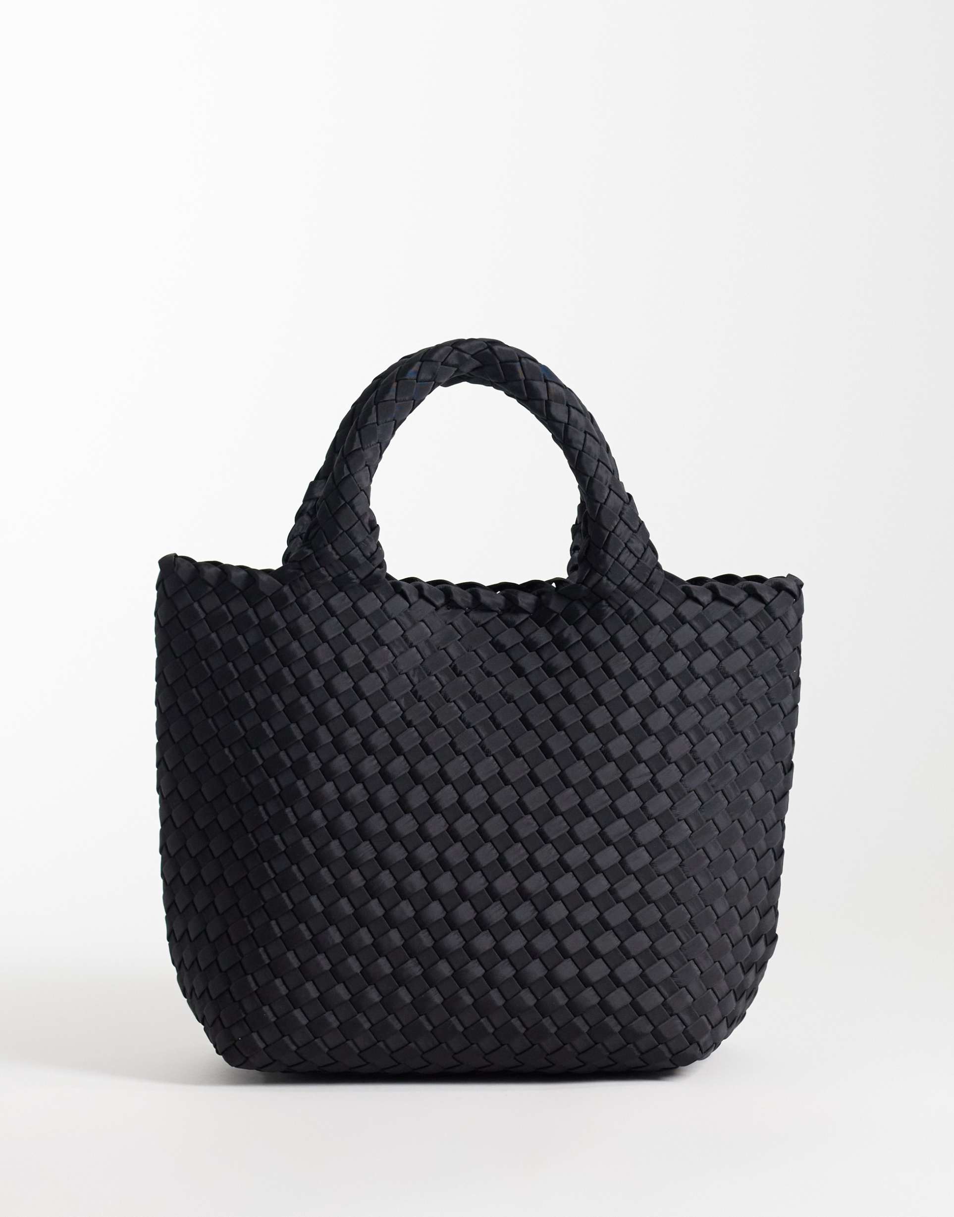 asos design satin weave mini tote bag in black