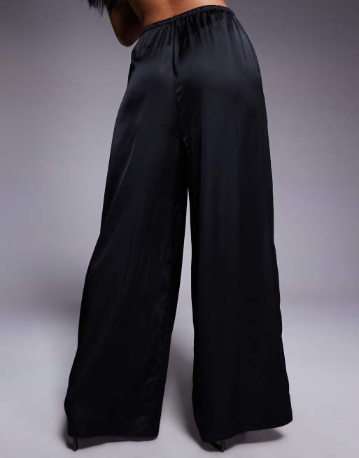 ASOS DESIGN satin wide leg pants in black - part of a set, 3 of 5