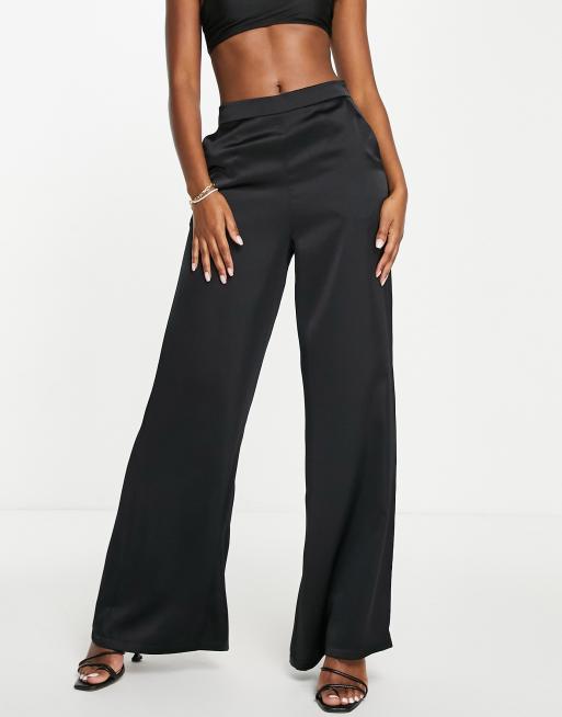 Black satin pants